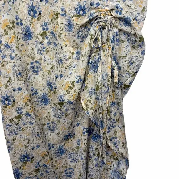 En Saison Floral Midi Slip Dress M White Feminine Bridal Ruched Romantic NWT - Picture 4 of 10